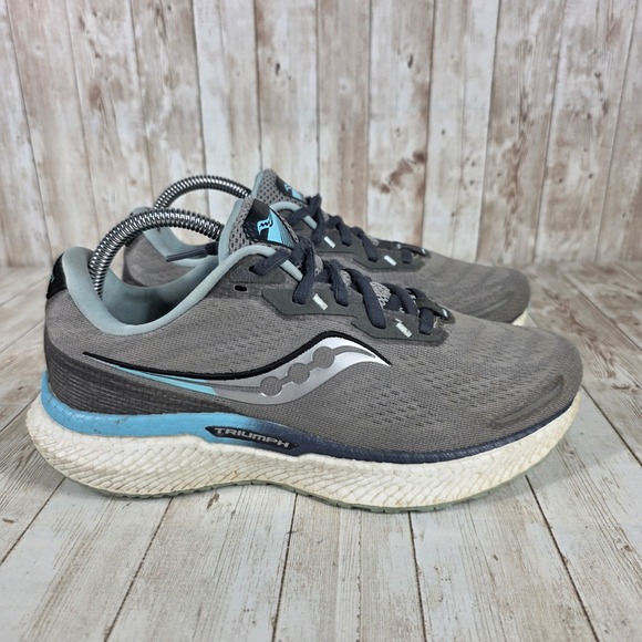 Saucony‎ Triumph Running Shoes Cushioned Athletic Gray Blue Women's 9 - Picture 1 of 8